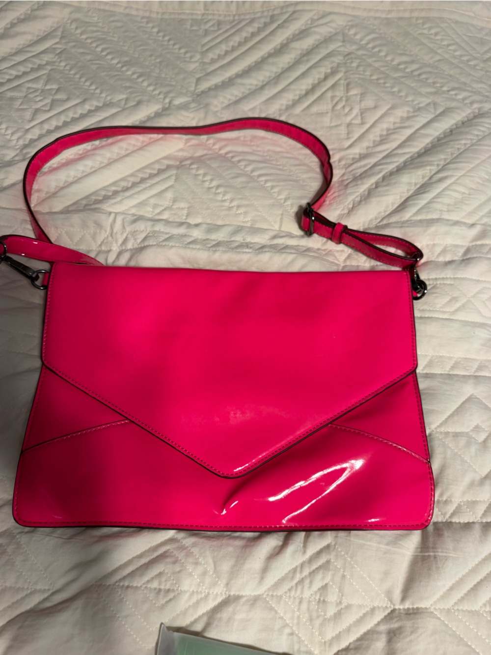 Melie Bianco Hot Pink Patent Envelope Crossbody